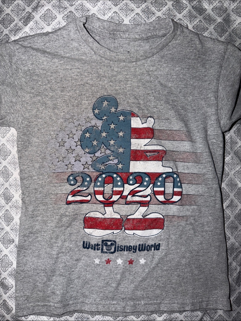 Disney Grey Kids' 2020 Mickey USA Flag Graphic Tee